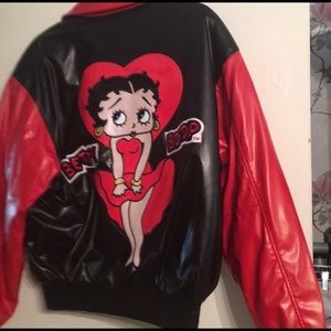 Faux Leather Betty Boop Motorcycle Jacket